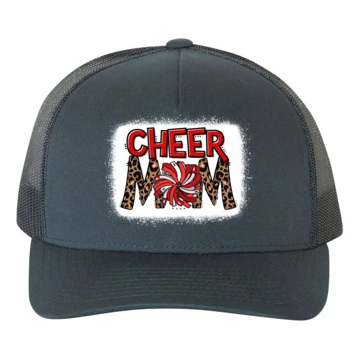 Cheer Mom Leopard Bleached Proud Cheerleader Pom Pom Gift Yupoong Adult 5-Panel Trucker Hat