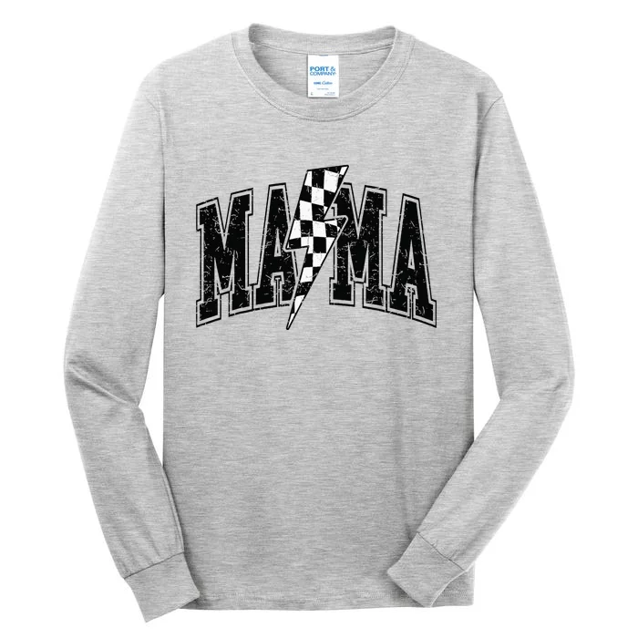 Checkered Mama Lightning Bolt MotherS Day For Mom Mother Tall Long Sleeve T-Shirt