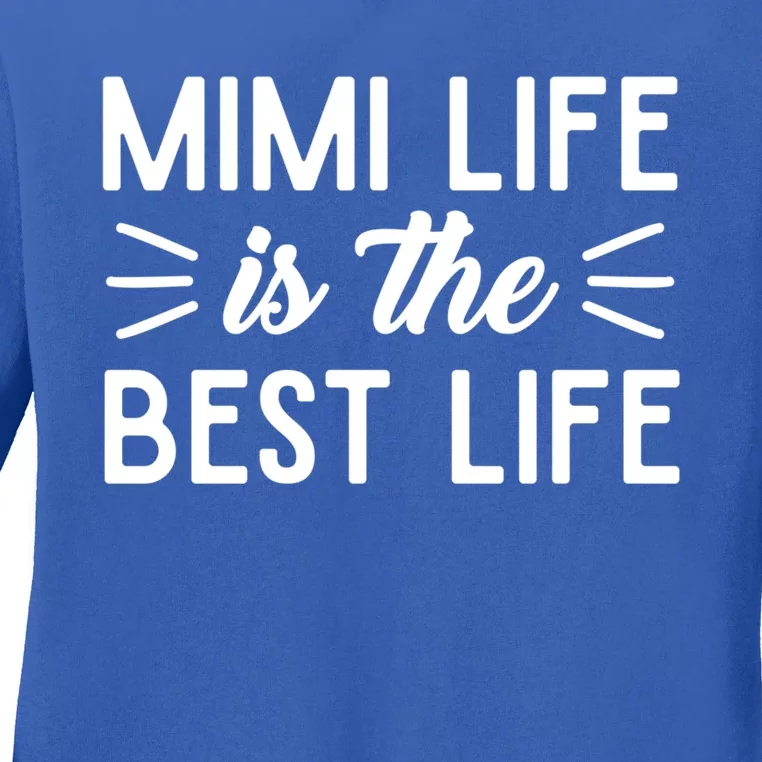 Cute Mimi Life Is The Best Life Letter Graphic Grandma Bless Gift Ladies Long Sleeve Shirt