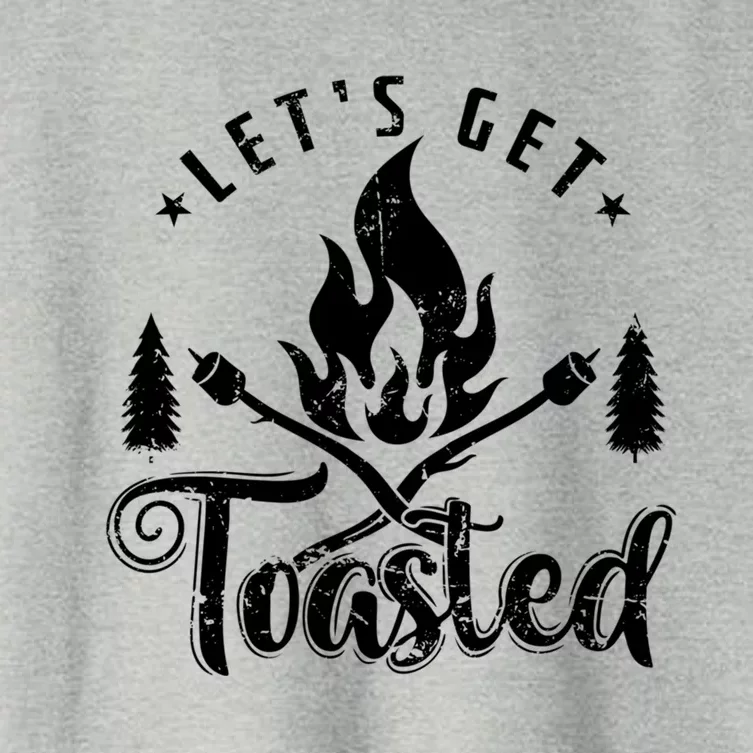 Camping Marshmallow Let`s Get Toasted Meaningful Gift Women's Crop Top Tee