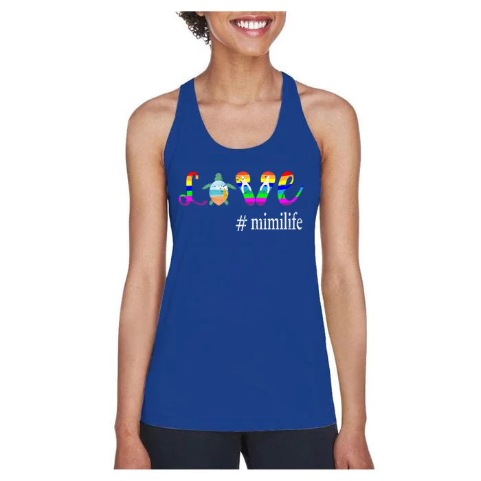 Cool Mom Love Mimi Life Tutrle Mimi Gift Women's Racerback Tank