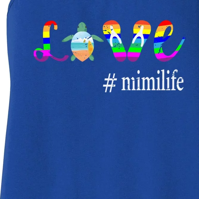 Cool Mom Love Mimi Life Tutrle Mimi Gift Women's Racerback Tank