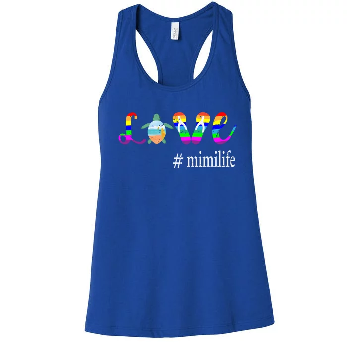 Cool Mom Love Mimi Life Tutrle Mimi Gift Women's Racerback Tank