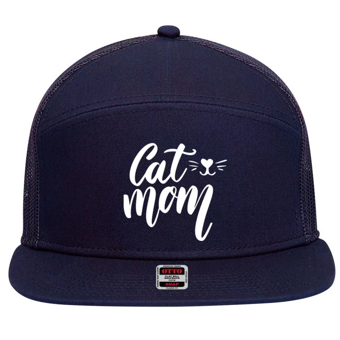 Cat Mom Lover Cute Gift 7 Panel Mesh Trucker Snapback Hat