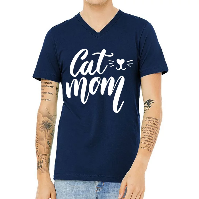 Cat Mom Lover Cute Gift V-Neck T-Shirt