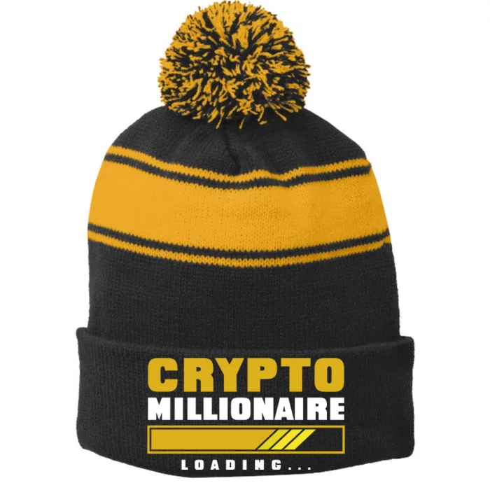 Crypto Millionaire Loading Stripe Pom Pom Beanie