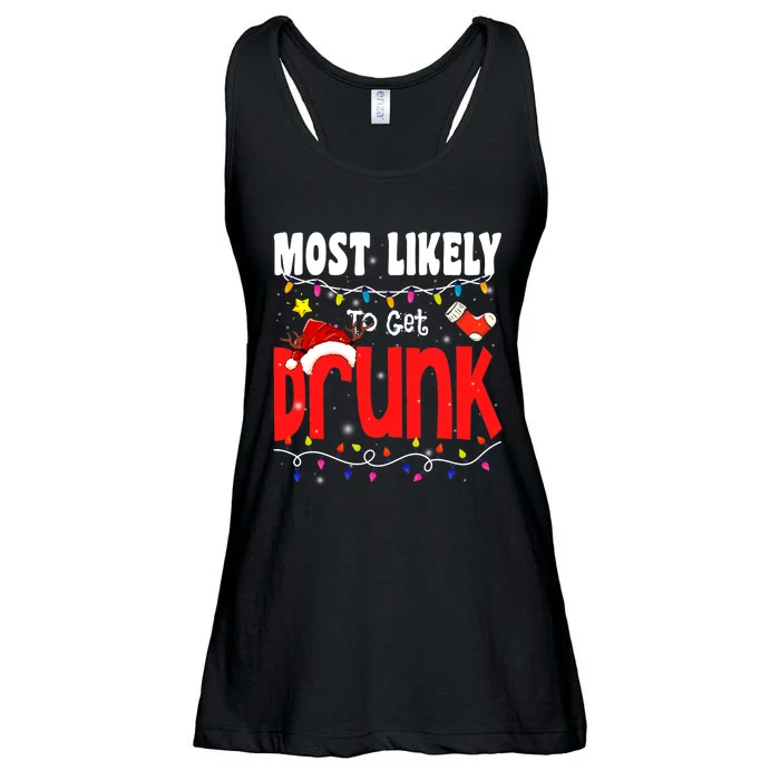 Christmas Most Likely To Get Drunk Funny Xmas Family Ladies Essential Flowy Tank