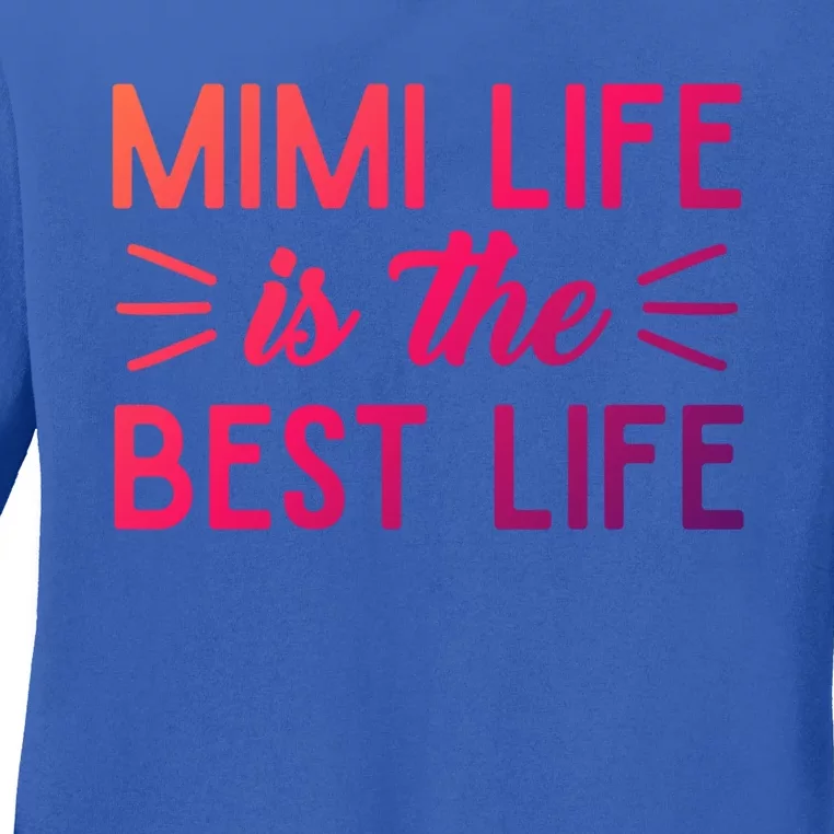 Cute Mimi Life Is The Best Life Letter Graphic Grandma Bless Gift Ladies Long Sleeve Shirt