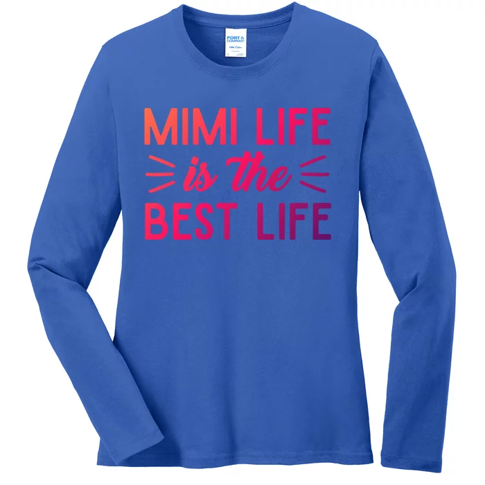 Cute Mimi Life Is The Best Life Letter Graphic Grandma Bless Gift Ladies Long Sleeve Shirt