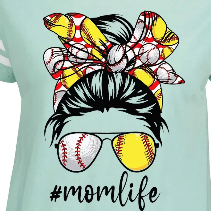 Cute Mom  Life Baseball Softball Messy Bun Mother's Day Enza Ladies Jersey Football T-Shirt