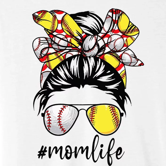 Cute Mom  Life Baseball Softball Messy Bun Mother's Day ChromaSoft Performance T-Shirt