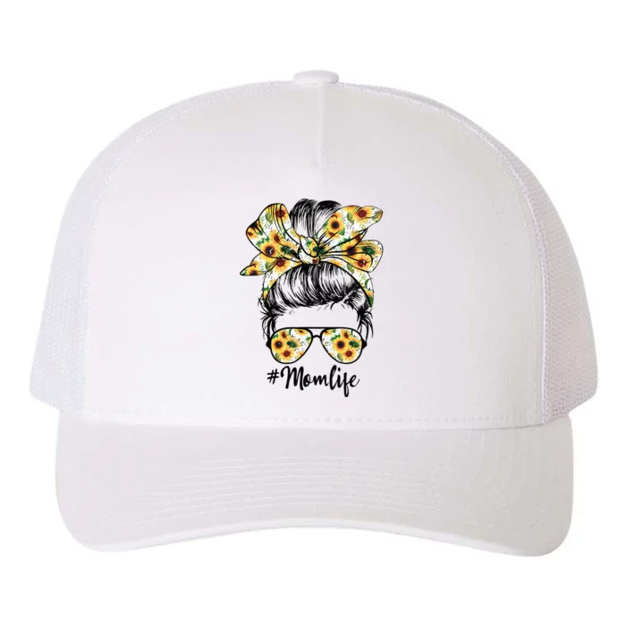 Cute Mom  Life Sunflower Messy Bun Mother's Day Yupoong Adult 5-Panel Trucker Hat