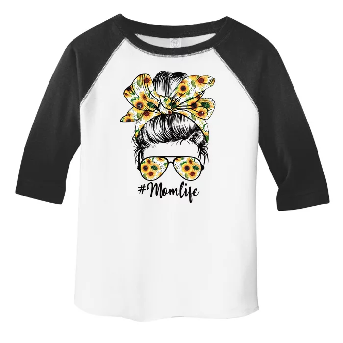 Cute Mom  Life Sunflower Messy Bun Mother's Day Toddler Fine Jersey T-Shirt