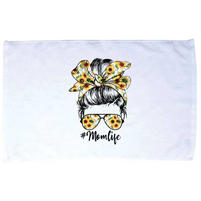 Cute Mom  Life Sunflower Messy Bun Mother's Day Microfiber Hand Towel