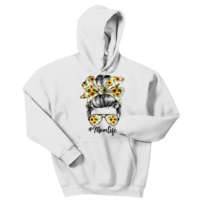 Cute Mom  Life Sunflower Messy Bun Mother's Day Kids Hoodie