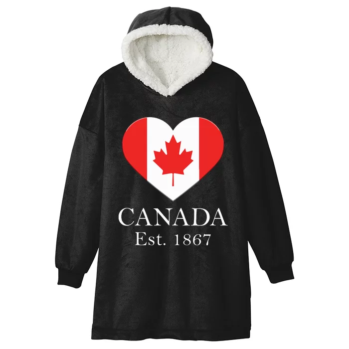 Canadian Maple Leaf Heart Flag Canada 150 Years Hooded Wearable Blanket