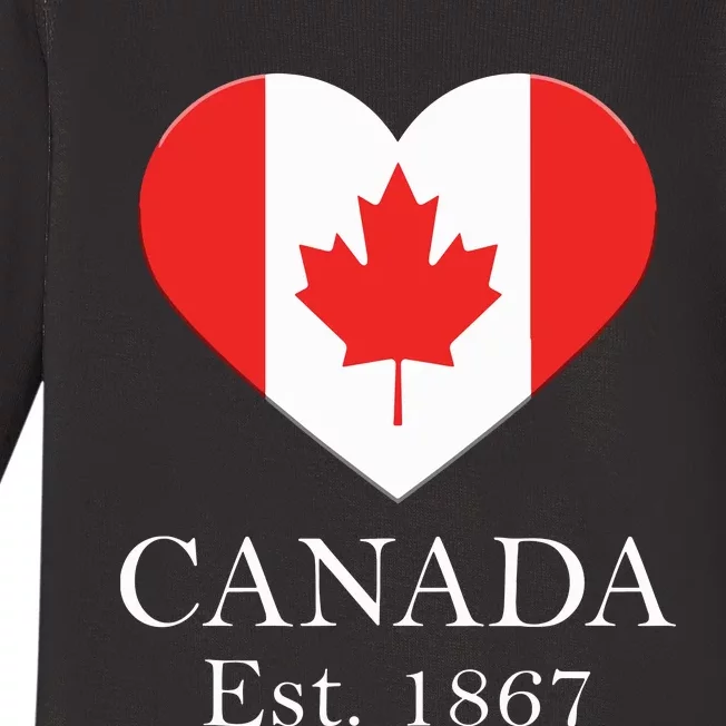 Canadian Maple Leaf Heart Flag Canada 150 Years Baby Long Sleeve Bodysuit