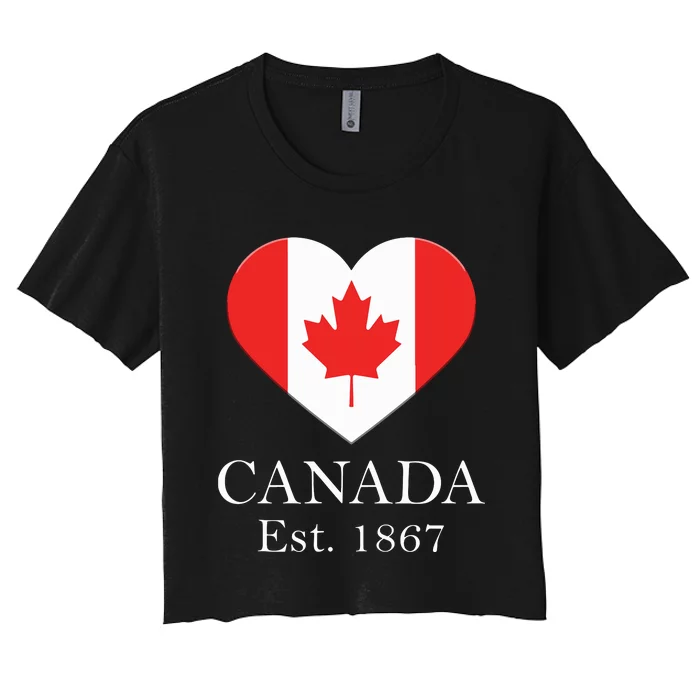 Canadian Maple Leaf Heart Flag Canada 150 Years Women's Crop Top Tee