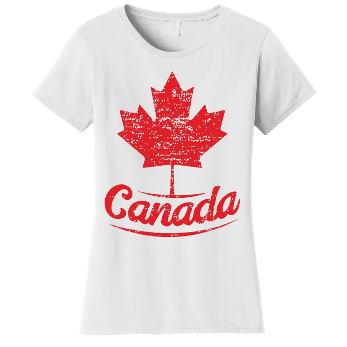 Canada Maple Leaf Proud Vintage Retro Canadian Flag Women's T-Shirt