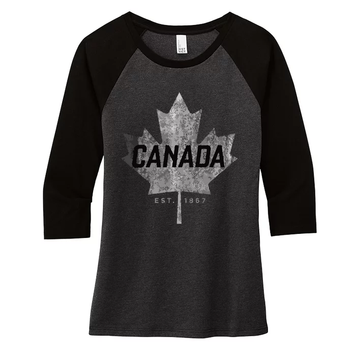 Canada Maple Leaf Canada Est 1867 Vintage Sport Women's Tri-Blend 3/4-Sleeve Raglan Shirt