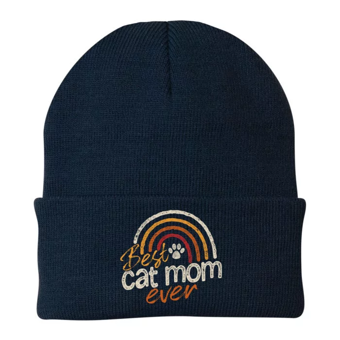 Cat Mom Meaningful Gift Cat Mommy Vintage Best Cat Mom Ever Gift Knit Cap Winter Beanie