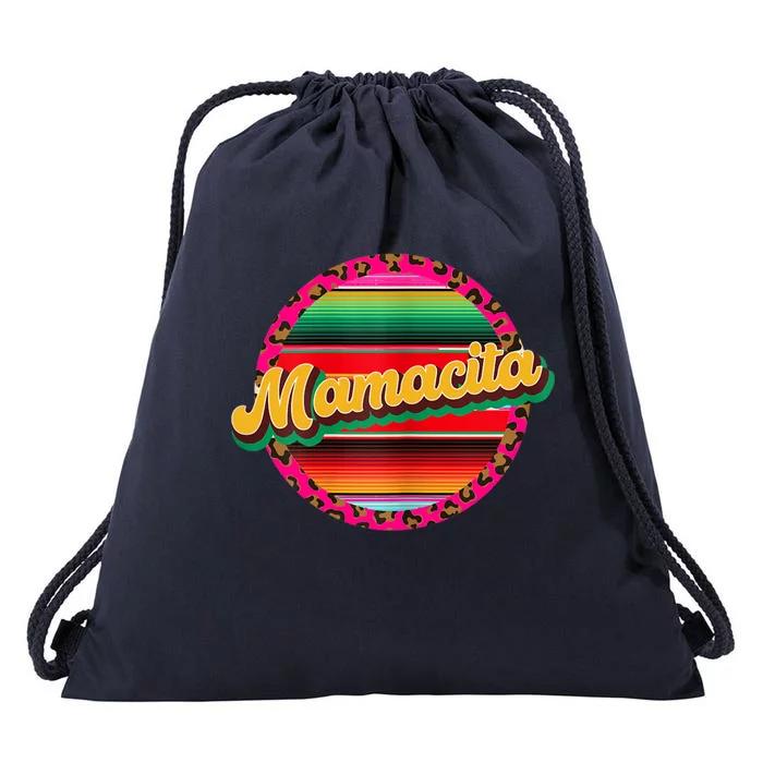 Cool Mamacita Mexican Mom Leopard Serape Cinco De Mayo Funny Gift Drawstring Bag