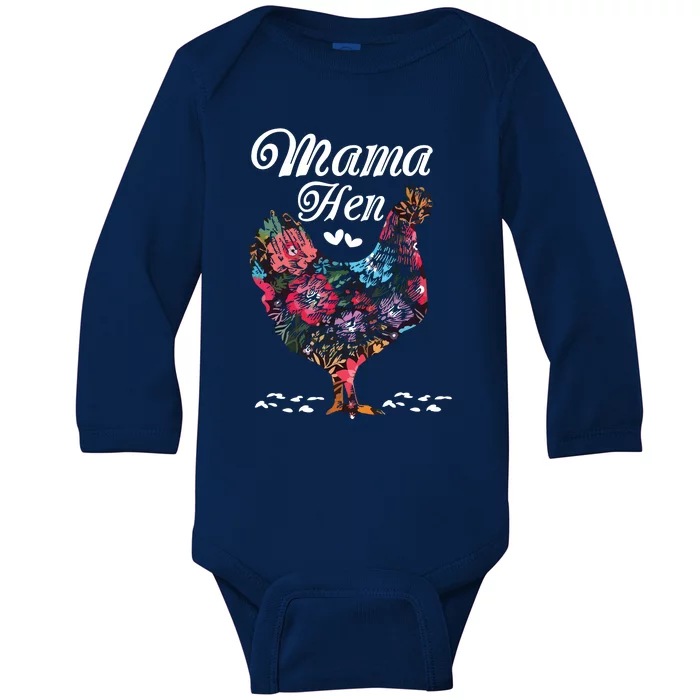 Chicken Mom Mama Hen Farm Farmer Funny Mothers Day Baby Long Sleeve Bodysuit