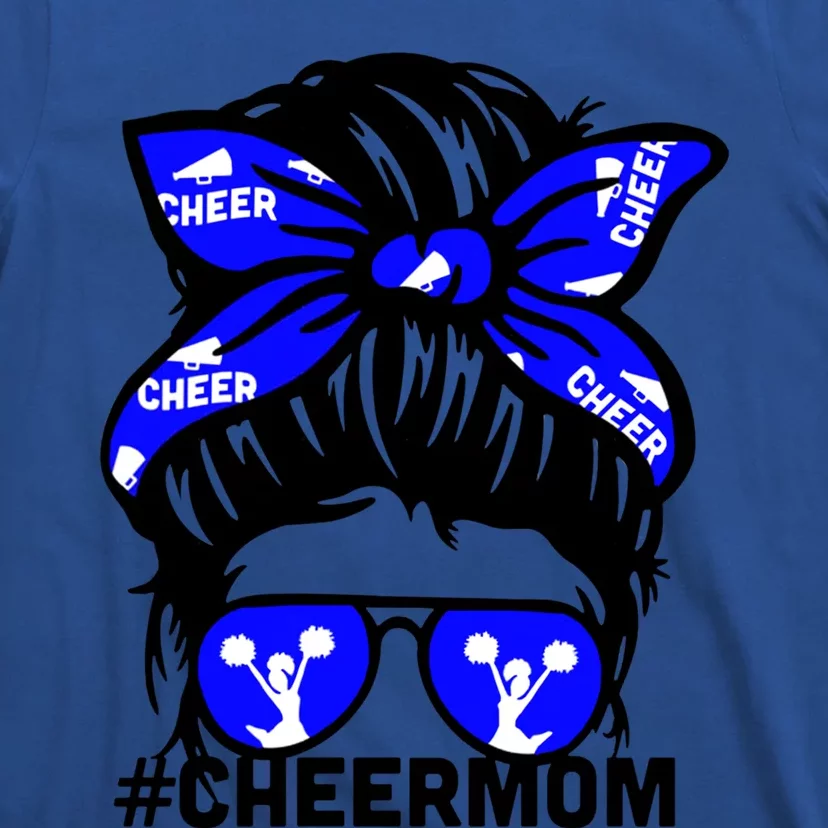 Cheer Mother Mama Parents Gift Cheerleading Mom Messy Bun Cute Gift T-Shirt