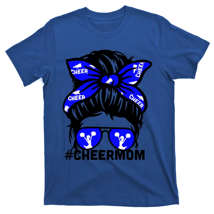 Cheer Mother Mama Parents Gift Cheerleading Mom Messy Bun Cute Gift T-Shirt