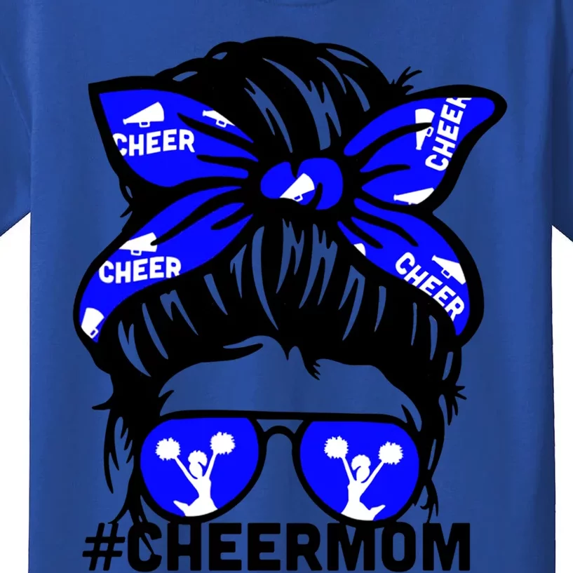 Cheer Mother Mama Parents Gift Cheerleading Mom Messy Bun Cute Gift Kids T-Shirt