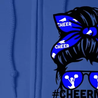 Cheer Mother Mama Parents Gift Cheerleading Mom Messy Bun Cute Gift Full Zip Hoodie