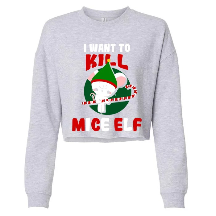 Christmas Mouse Mice Elf Funny Gift Cropped Pullover Crew