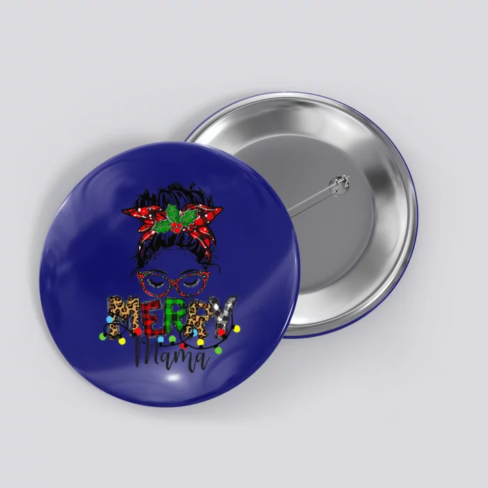 Christmas Merry Mama Messy Bun Hair Christmas Button