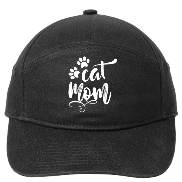 Cat Mom Mama Women Funny Retro Clothes Paw 7-Panel Snapback Hat