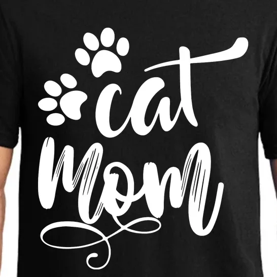 Cat Mom Mama Women Funny Retro Clothes Paw Pajama Set