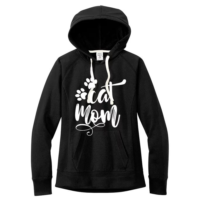 Cat Mom Mama Women Funny Retro Clothes Paw Women's Fleece Hoodie