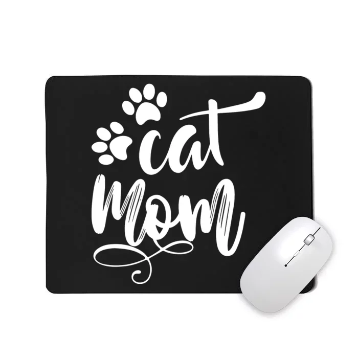 Cat Mom Mama Women Funny Retro Clothes Paw Mousepad