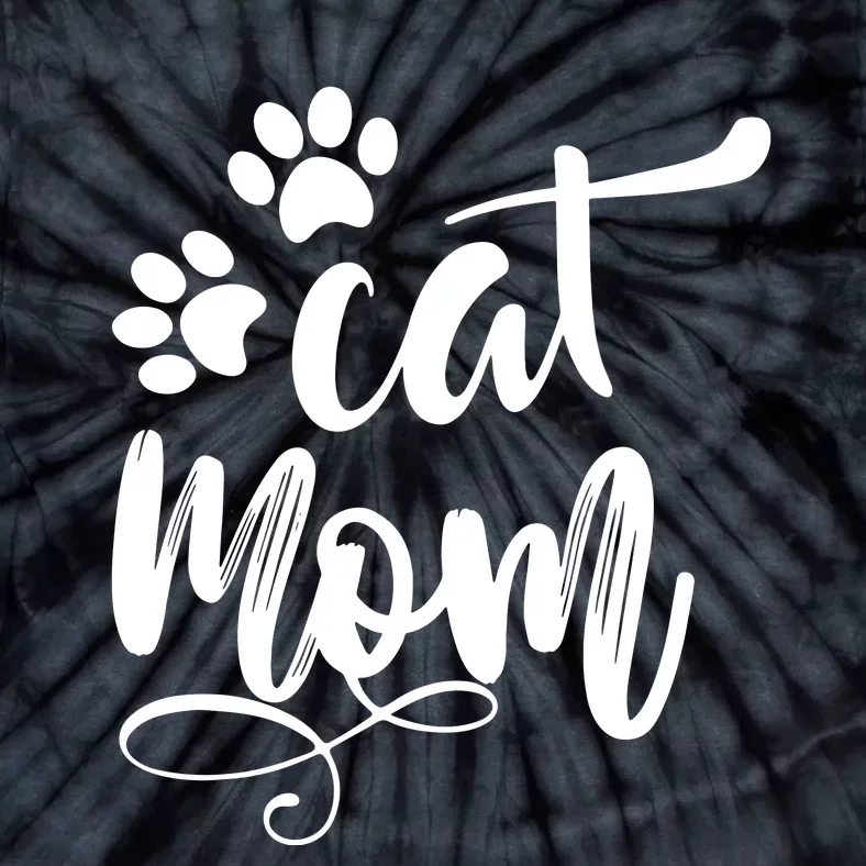 Cat Mom Mama Women Funny Retro Clothes Paw Tie-Dye T-Shirt