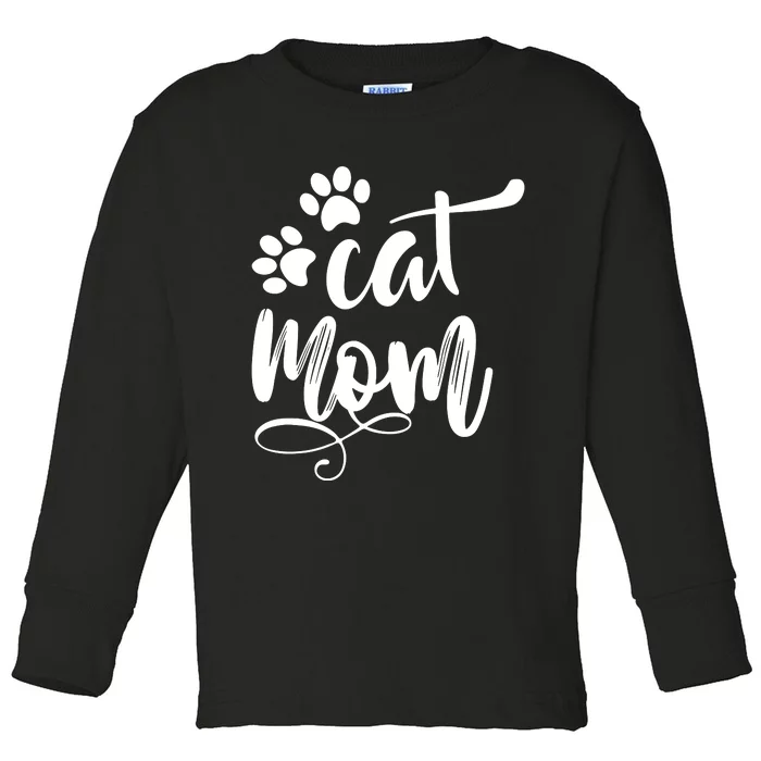 Cat Mom Mama Women Funny Retro Clothes Paw Toddler Long Sleeve Shirt