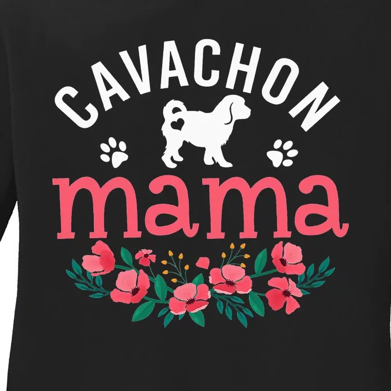 Cavachon Mama Mom Cavachon Dog Lover Mom Ladies Long Sleeve Shirt