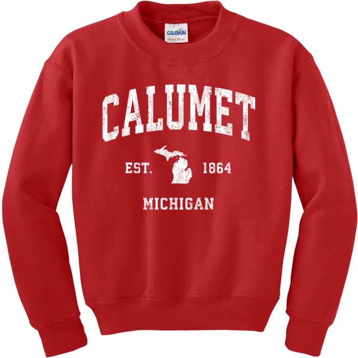 Calumet Michigan Mi Vintage Athletic Sports Kids Sweatshirt