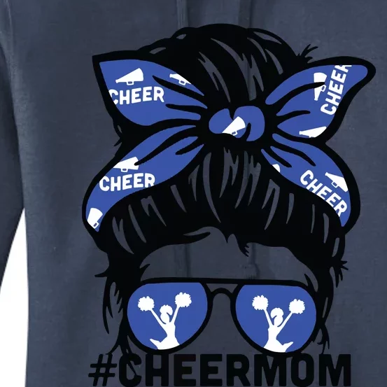 Cheer Mother Mama Parents Gift Cheerleading Mom Messy Bun Women's Pullover Hoodie