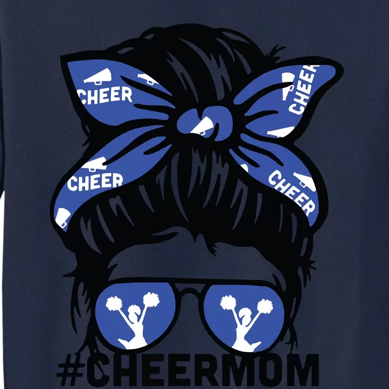 Cheer Mother Mama Parents Gift Cheerleading Mom Messy Bun Tall Sweatshirt