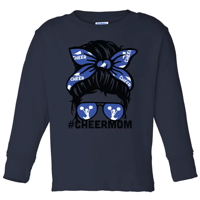 Cheer Mother Mama Parents Gift Cheerleading Mom Messy Bun Toddler Long Sleeve Shirt