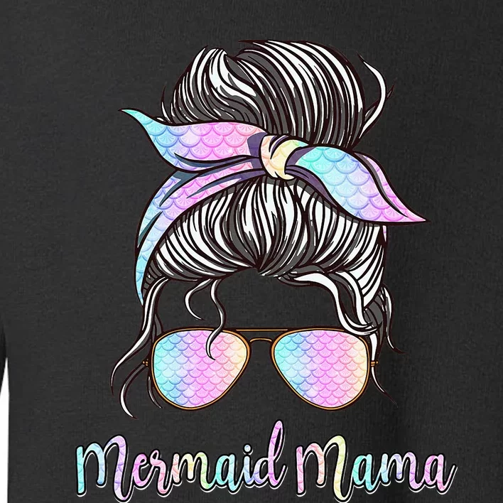 Cute Mermaid Mama Messy Hair Bun Glasses Mother's Day Toddler Sweatshirt