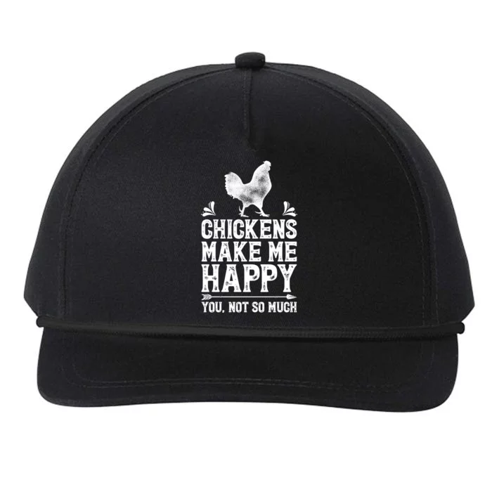 Chickens Make Me Happy Chicken Lover Poultry Farmer Farm Funny Gift Snapback Five-Panel Rope Hat