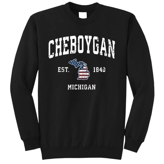 Cheboygan Michigan Mi Vintage American Flag Sports Design Sweatshirt