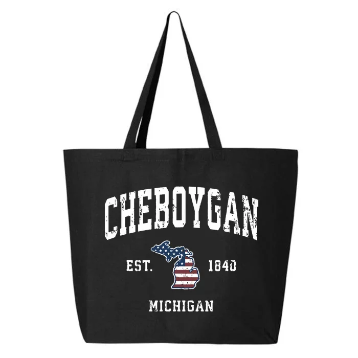 Cheboygan Michigan Mi Vintage American Flag Sports Design 25L Jumbo Tote