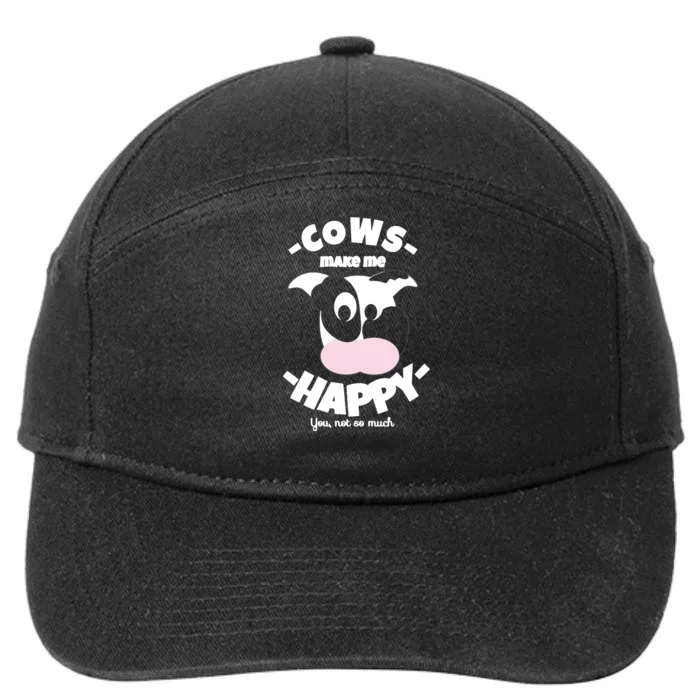 Cows Make Me Happy Funny Farmer Cow 7-Panel Snapback Hat