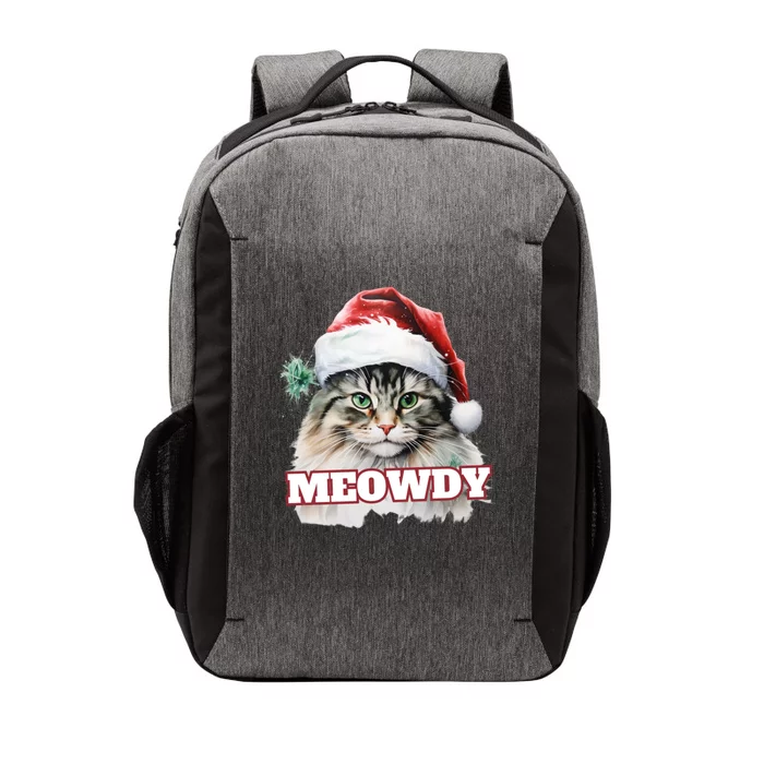 Cat Meme Meowdy Funny Mashup Meow Howdy Christmas Santa Hat Cool Gift Vector Backpack